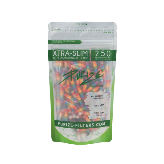 PURIZE Aktivkohlefilter XTRA Slim 6mm – verschiedene Farben (250 Stück)