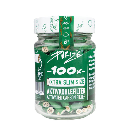 PURIZE Aktivkohlefilter XTRA Slim 6mm á 100 Filter grün