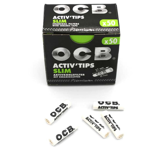 OCB Aktivkohlefilter Activ Tips Slim Ø 7 mm (50 Stück)